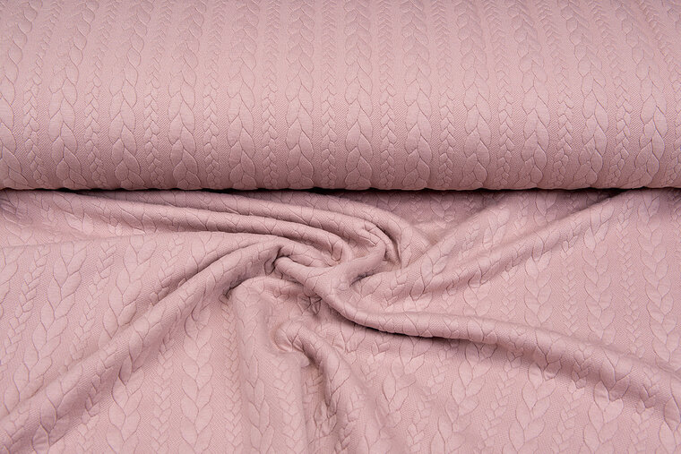 Gebreide kabel jacquard stof oudroze