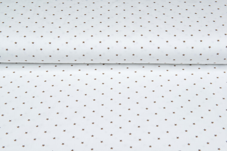 Katoenen Tricot bedrukt mini stars ecru - zand