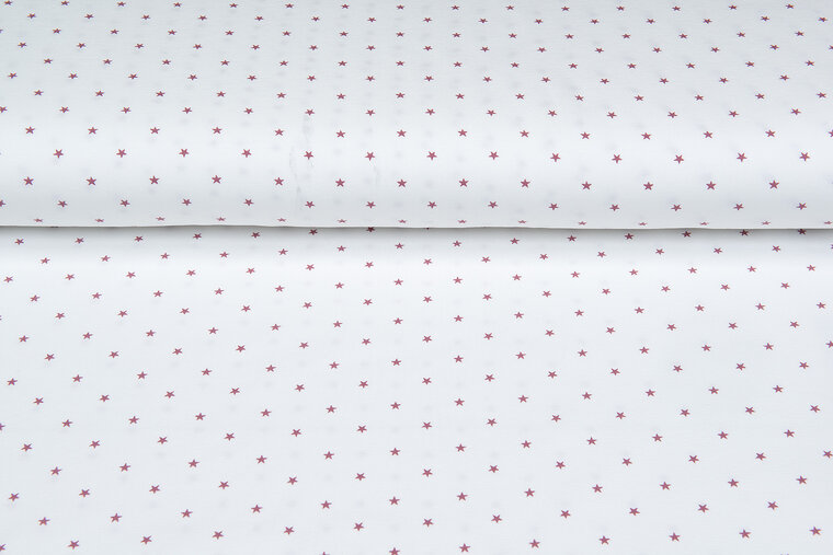 Katoenen Tricot bedrukt mini stars ecru - oudroze