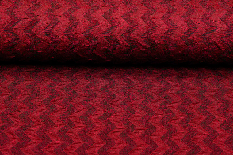 Gebreide stof zigzag donkerrood