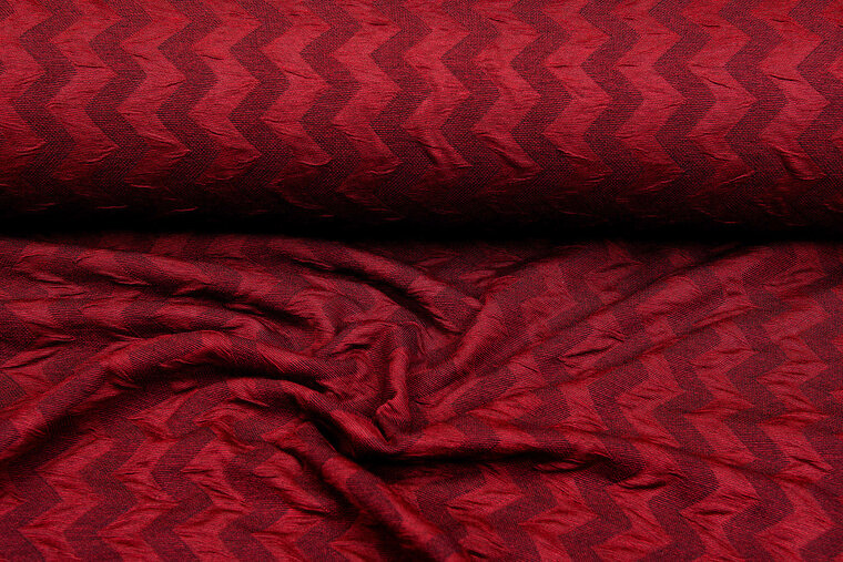 Gebreide stof zigzag donkerrood