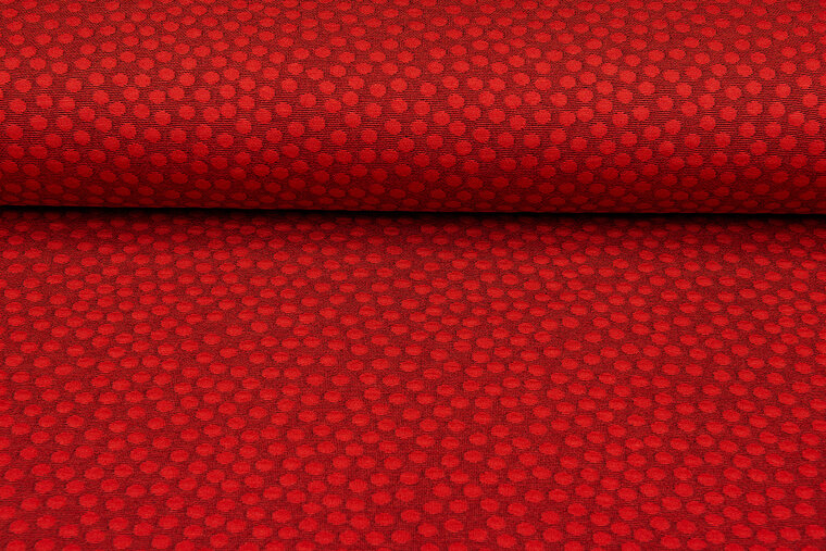 Gebreide stof dots donkerrood-rood