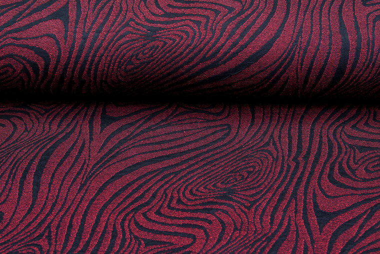 Gebreide stof retro stripes bordeaux-zwart