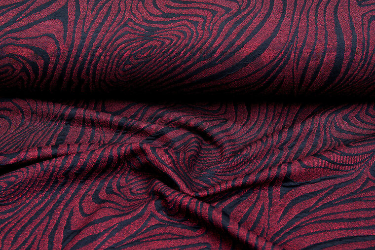 Gebreide stof retro stripes bordeaux-zwart