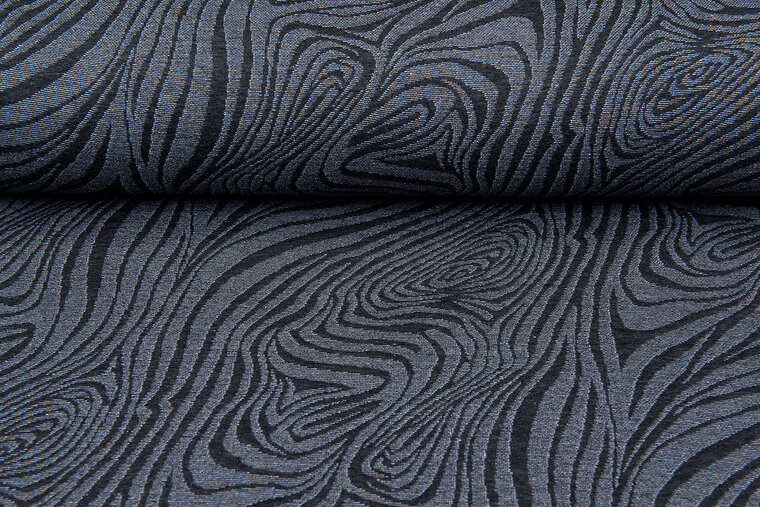 Gebreide stof retro stripes donkerblauw-grijs