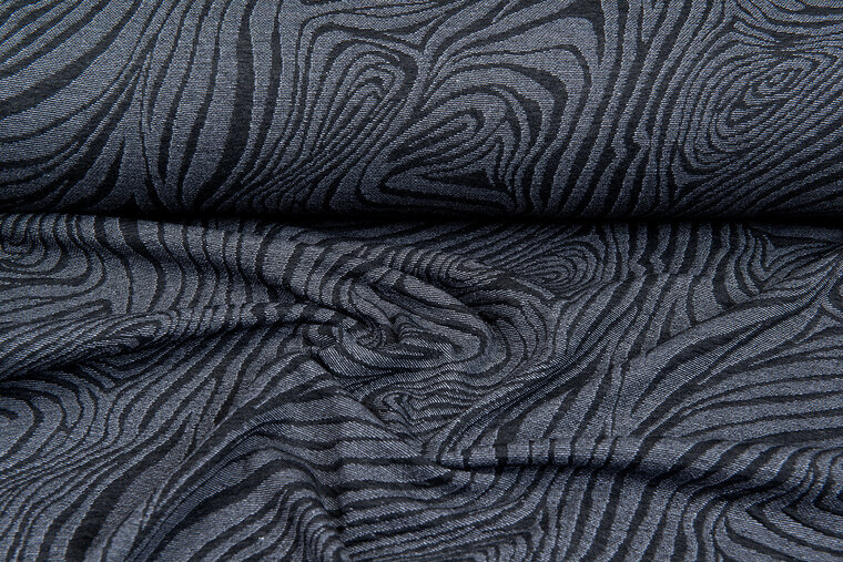 Gebreide stof retro stripes donkerblauw-grijs