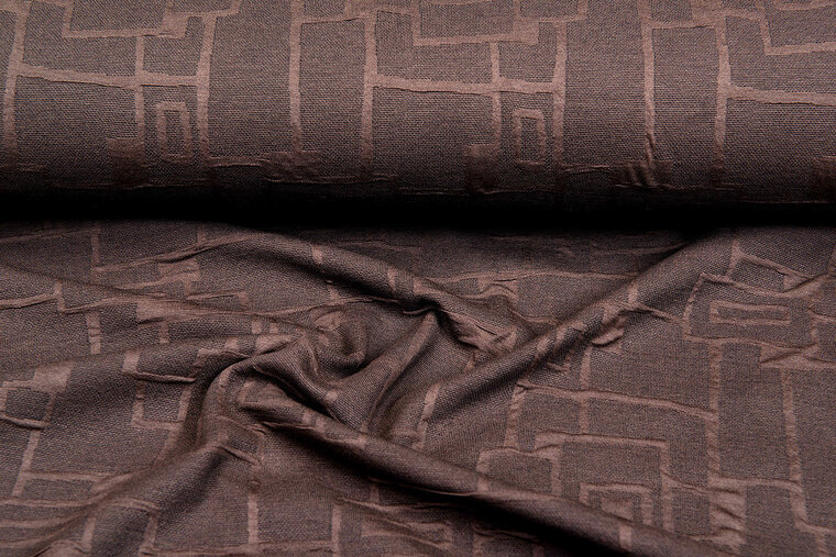 Gebreide Jacquard stof retro stripes bruin