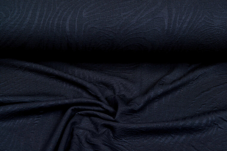 Gebreide stof retro stripes donkerblauw