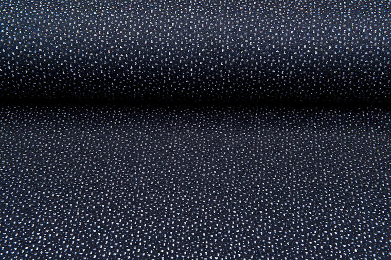 Gebreide stof little dots donkerblauw-lichtgrijs