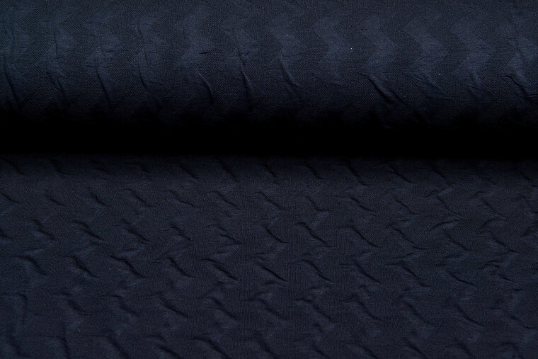 Gebreide stof zigzag donkerblauw