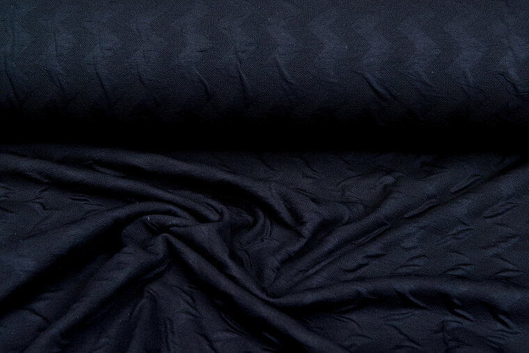 Gebreide stof zigzag donkerblauw