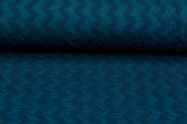 Gebreide stof zigzag petrol