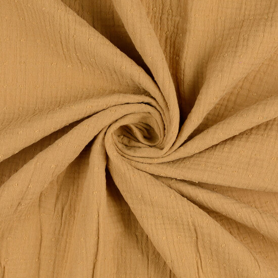 Katoenen mousseline bedrukt dobby beige