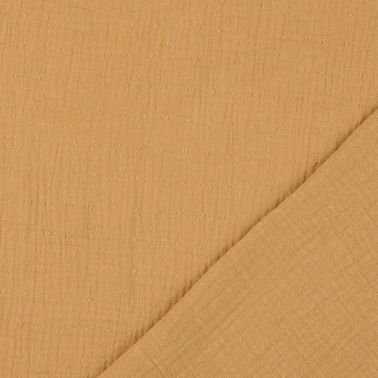 Katoenen mousseline bedrukt dobby beige