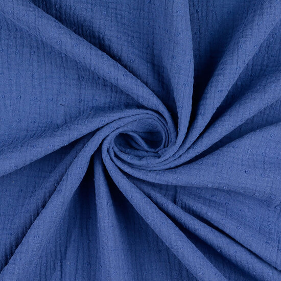 Baumwoll Musselin bedruckt dobby metalblau
