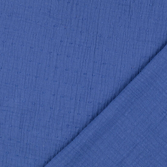 Baumwoll Musselin bedruckt dobby metalblau