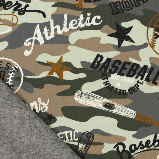 Alpenfleece bedrukt baseball camo groen-grijs