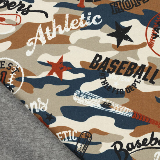 Alpenfleece bedrukt baseball camo bruin-blauw