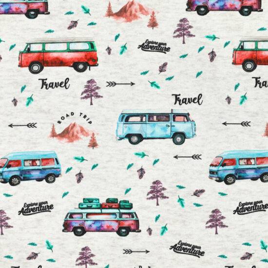 Alpenfleece bedrukt travel vans lichtgrijs