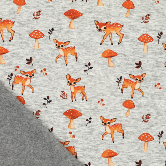 Alpenfleece bedrukt little cute deer grijs