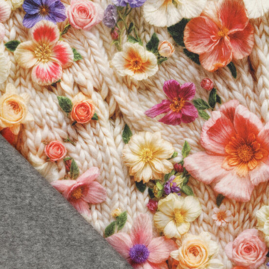 Alpenfleece bedrukt rope with flowers 2
