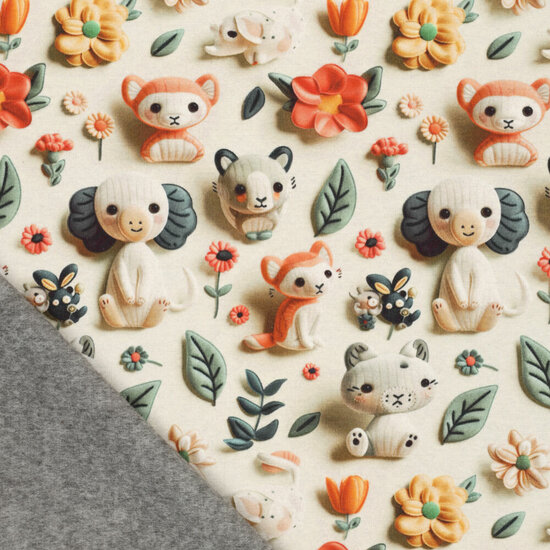Alpenfleece bedrukt Cuddly ecru