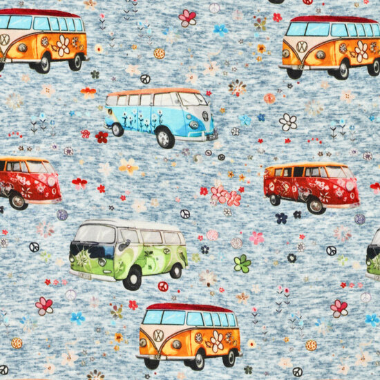 Alpenfleece bedrukt retro vans jeansblau
