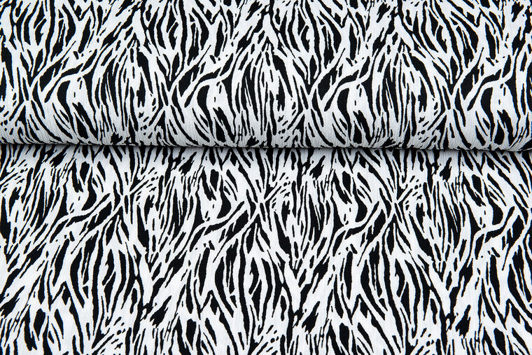 Viscose jersey crepe zwart-wit