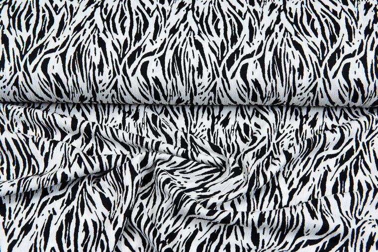 Viscose jersey crepe zwart-wit