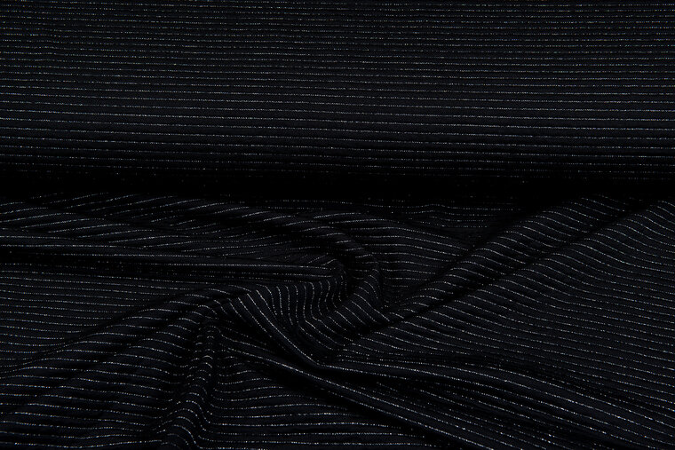 Viscose glitter stripes zwart