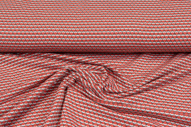 Katoenen Tricot strik retro rood-oranje