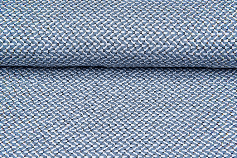 Katoenen Tricot embroidered retro metaalblauw-wit
