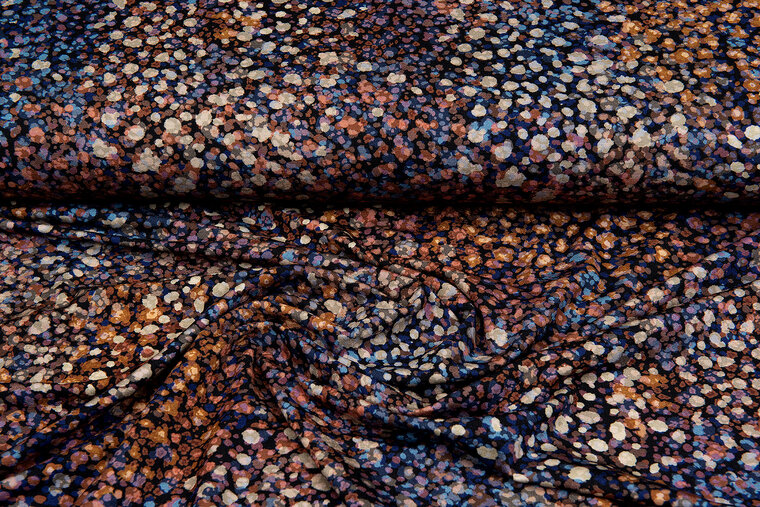 Katoenen Tricot bedrukt colorful flower dots