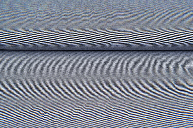 Katoenen Tricot stripes grijs-blauw