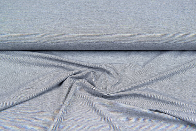 Katoenen Tricot stripes grijs-zwart