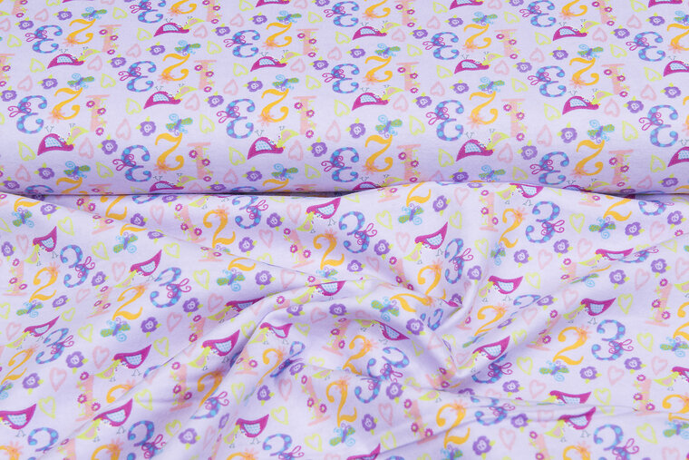 Flanel stof numbers licht lila