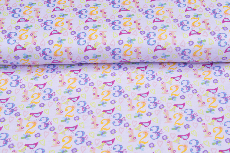 Flanel stof numbers licht lila
