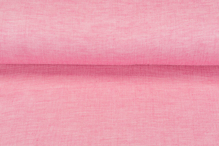 Katoenen Mousseline melange helder roze