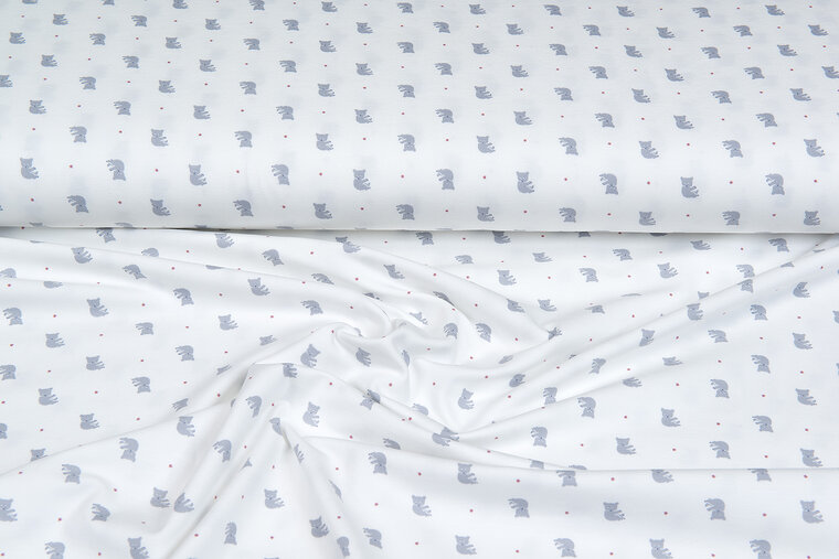 Katoenen Tricot bedrukt mini koala ecru - oudroze