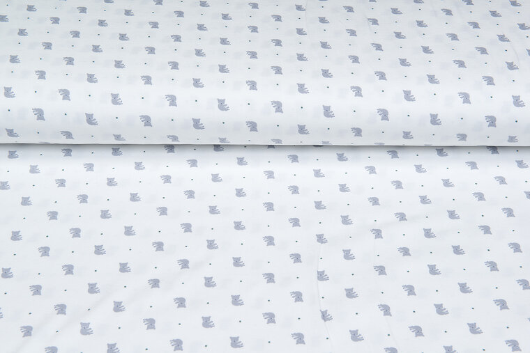 Katoenen Tricot bedrukt mini koala ecru - oudgroen