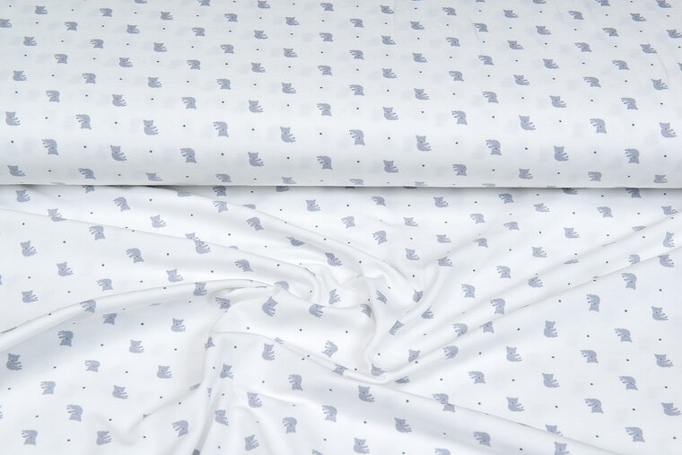 Katoenen Tricot bedrukt mini koala ecru - oudgroen