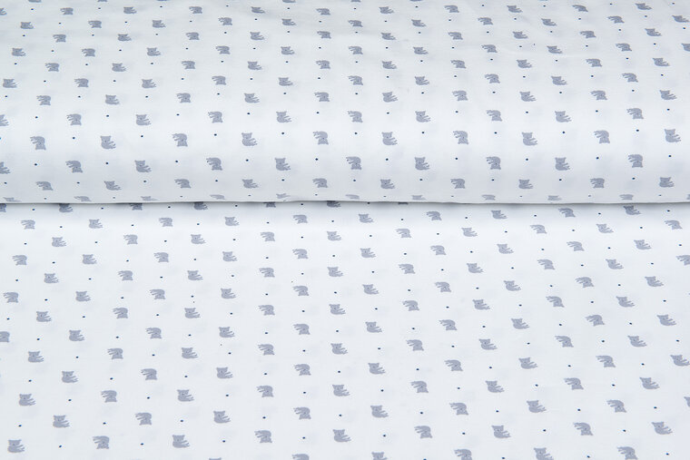 Katoenen Tricot bedrukt mini koala ecru - blauw