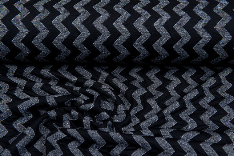 Gebreide Jacquard stof zigzag donkerblauw-grijs