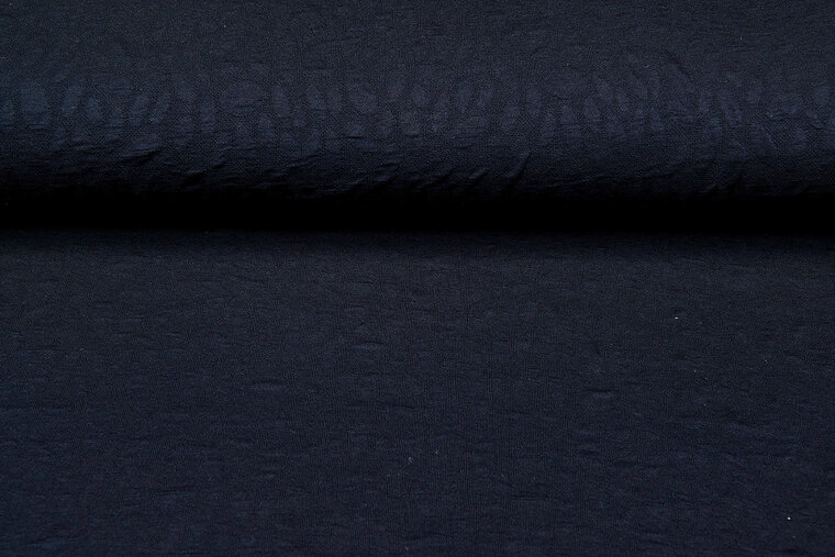 Gebreide Jacquard stof little leaves zwart