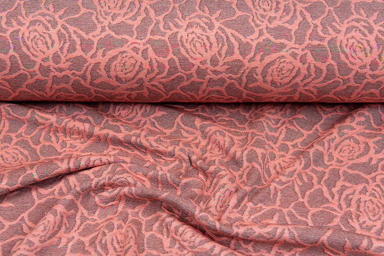 Gebreide Jacquard stof flowers zalmroze