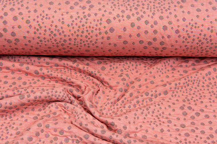 Gebreide Jacquard stof little dropps zalmroze
