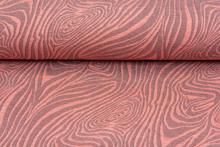 Gebreide Jacquard stof retro stripes zalmroze