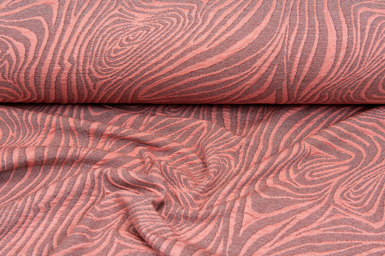 Gebreide Jacquard stof retro stripes zalmroze