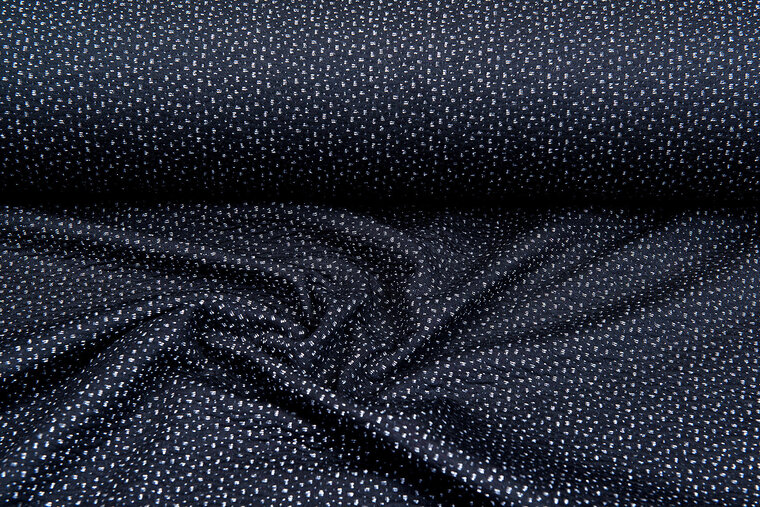 Gebreide Jacquard stof little dots zwart-lichtgrijs
