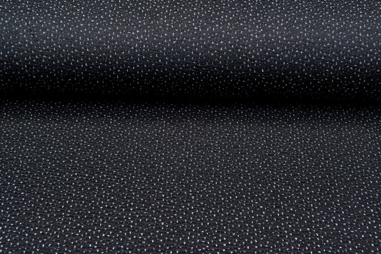 Gebreide Jacquard stof little dots zwart-lichtgrijs